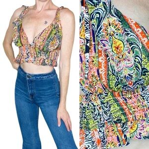 NWT Lulus Abstract Bohemian Colorful Cropped Tank Top